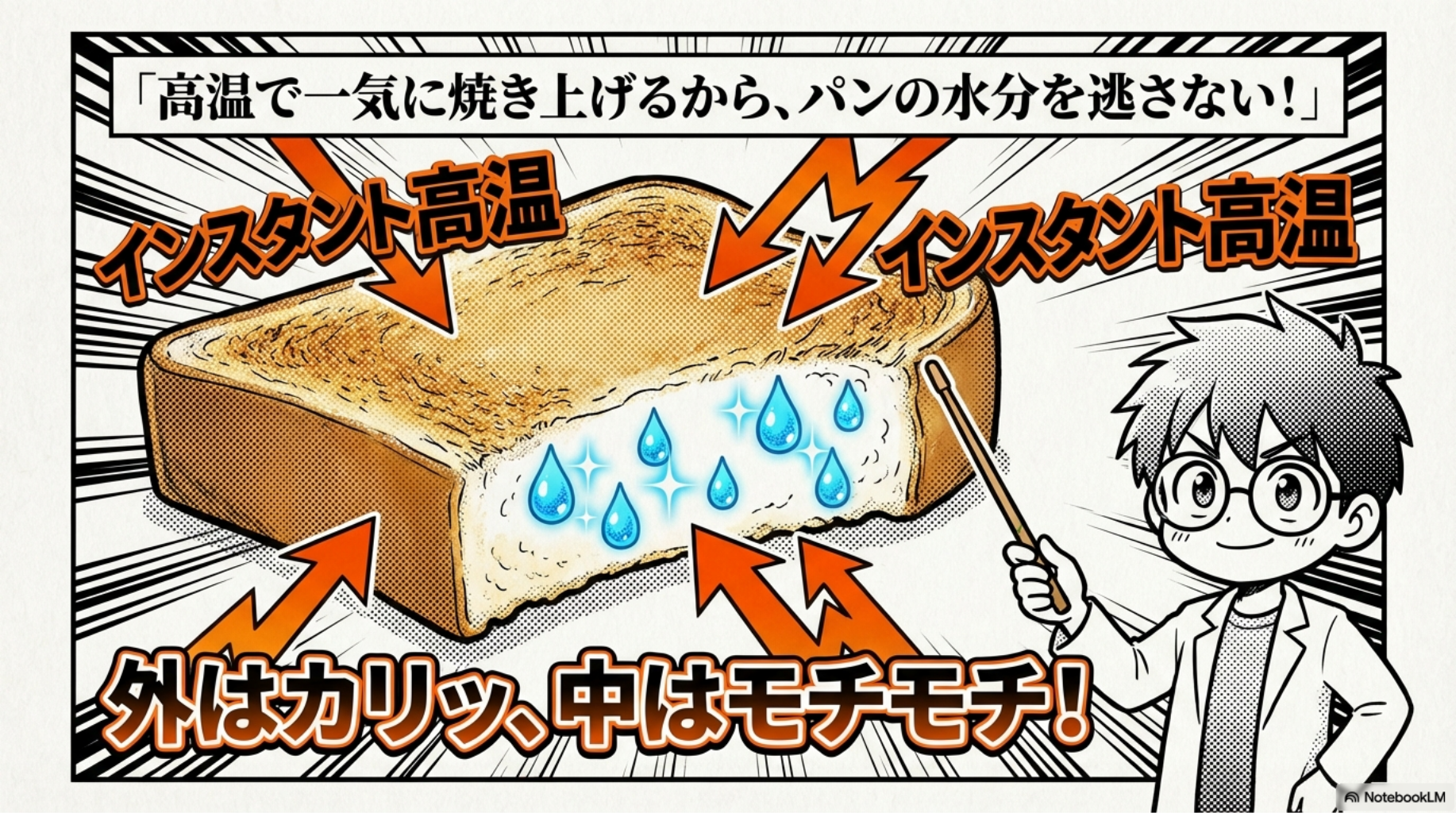 【アラジン】高温で一気に焼き上げパンの水分を逃さず外カリ中モチを実現する仕組み