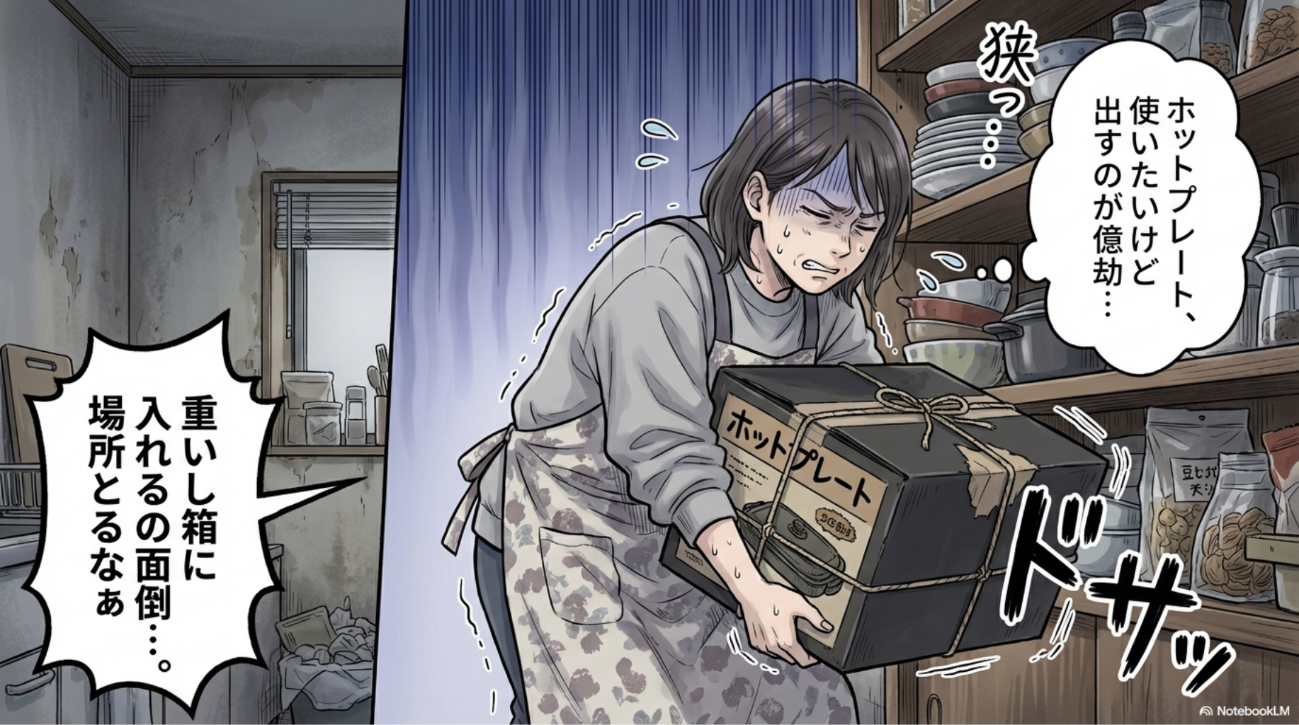 【アイリスオーヤマ】ホットプレートが重くて箱に入れるのが面倒で場所をとる悩み