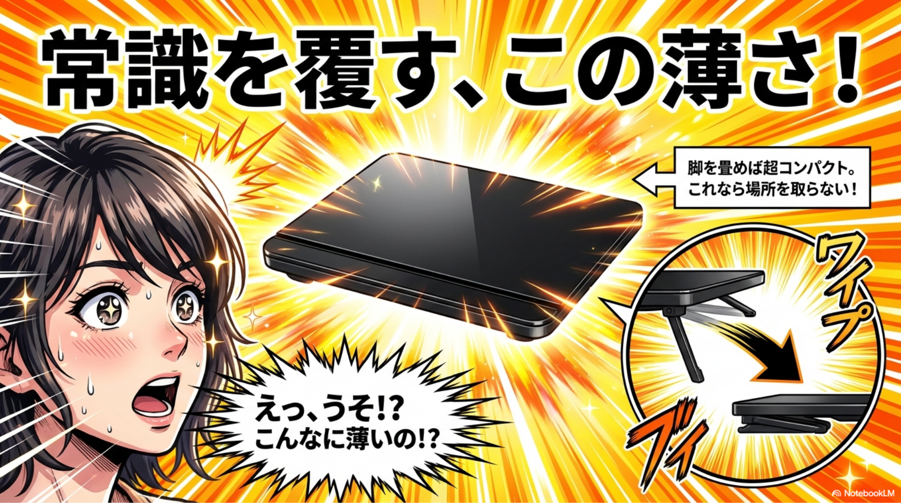 【アイリスオーヤマ】脚を畳めば超コンパクトになる常識を覆す薄さ