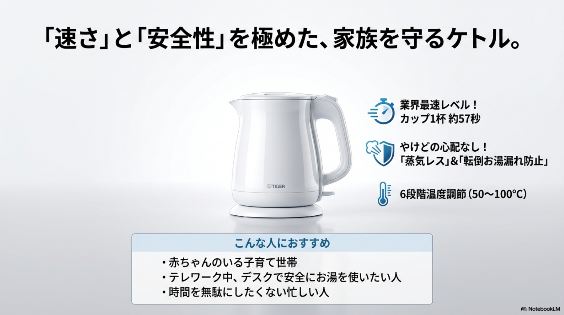 【タイガー 電気ケトル】速さと安全性を極めた家族を守るケトル。子育て世帯におすすめ